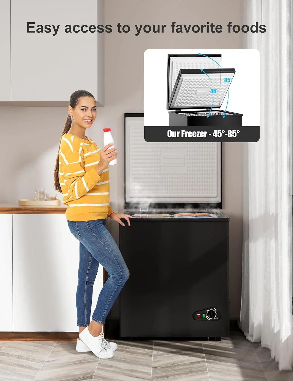 2026 7.0 Cu Ft Chest Freezer - Energy Efficient & Quiet Mini Freezer with Adjustable Thermostat - Compact Deep Freezer for Home, Apartment, and Garage - Removable Basket & Defrost Drain