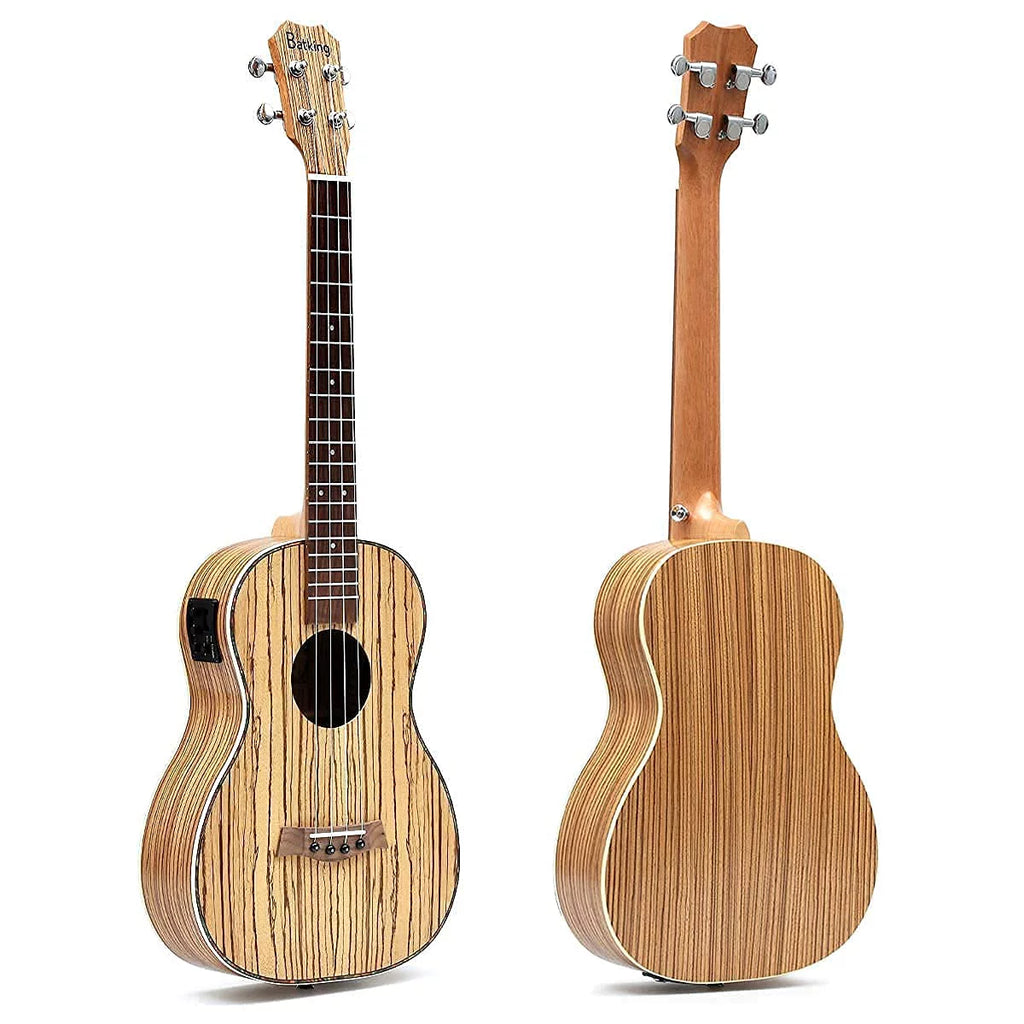 2026 Batking Baritone Ukulele, 30 inch Zebra Acoustic Electric Ukelele with Truss Rod & EQ & Gig Bag