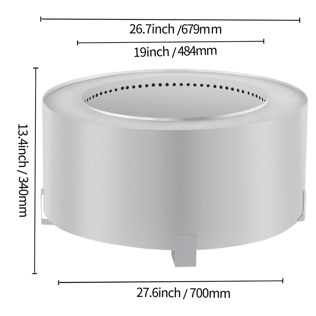 2026 Smokeless Fire Pit, Stainless Steel Stove Bonfire, 27.6 inch Diameter Wood Burning Fire Pit