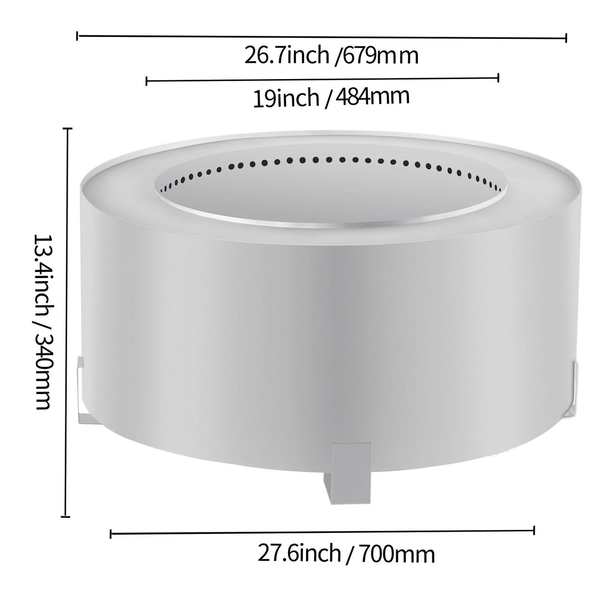 2026 Smokeless Fire Pit, Stainless Steel Stove Bonfire, 27.6 inch Diameter Wood Burning Fire Pit