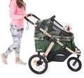 2026 NewJogging Sports Stroller with Comfort Rubber Wheels/Zipper-Less Entry/1-Hand Quick Fold/Aluminum Frame for Small/Medium Dogs, Cats and Pets (Green Camo)