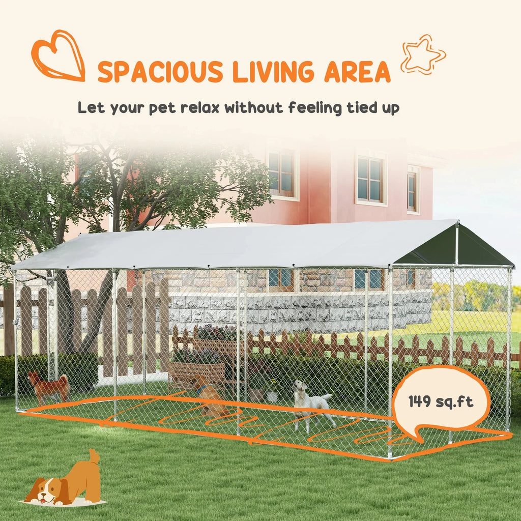 2026 19.7' x 7.5' x 7.5' Outdoor Dog Kennel W/ Waterproof Roof