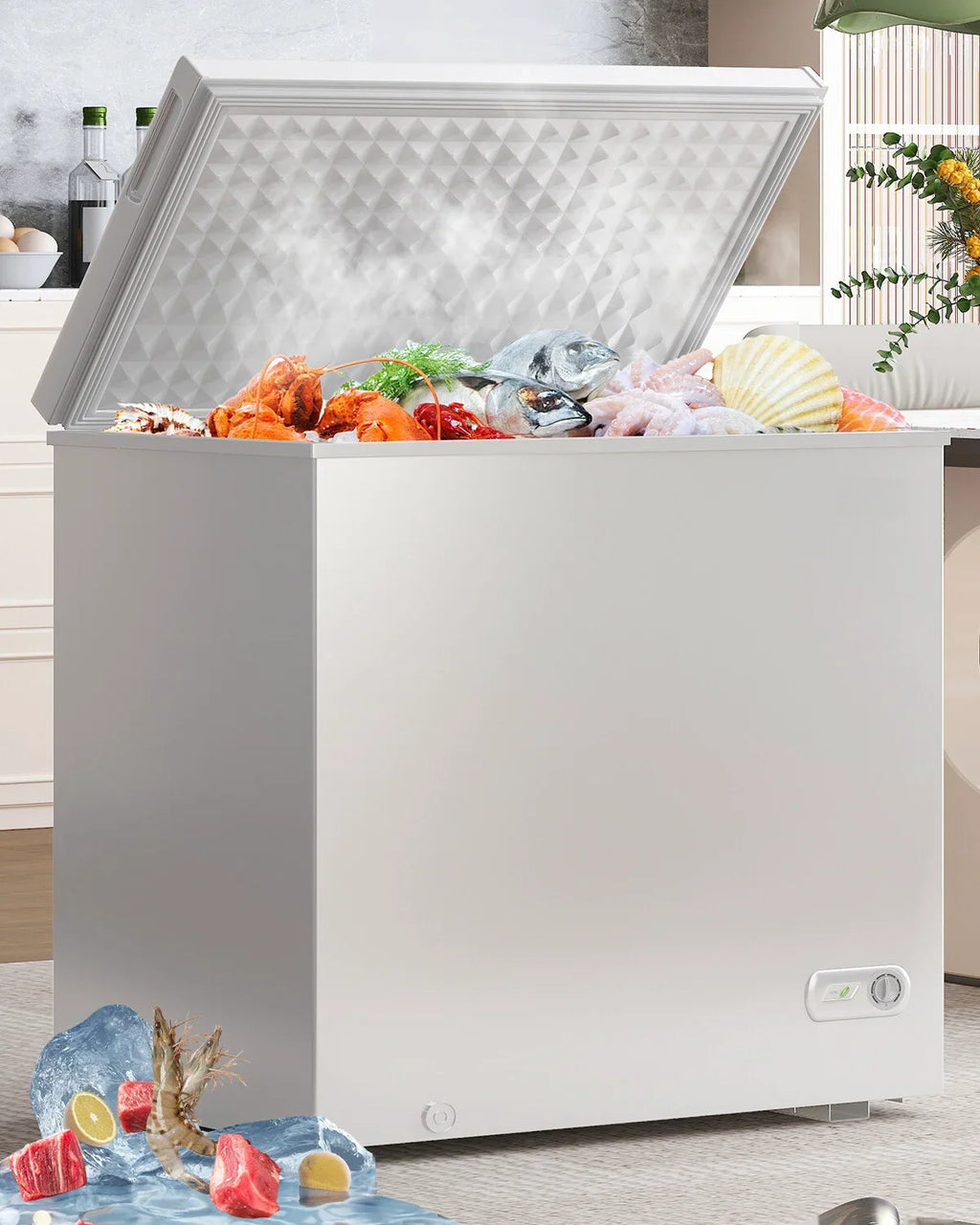 2026 NewDISHUP 10.0 Cu.Ft Chest Freezer, Deep Freezer with Removable Basket, Adjustable Temperature, for Home/Office/Garage/Bar