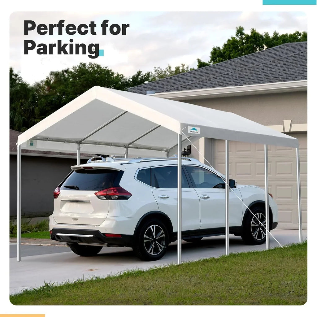 2026 10x20 ft Heavy Duty Carport Potable Car Canopy Garage Party Tent Boat Shelter, Adjustable Height from 9.5 ft to 11 ft, Beige