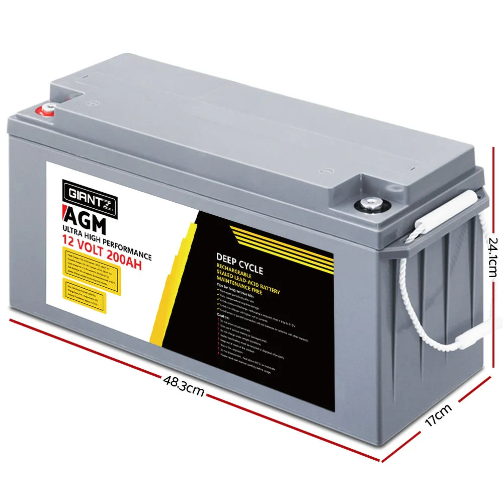 2026 AGM Deep Cycle Battery 12V 200Ah Box Portable Solar Caravan Camping