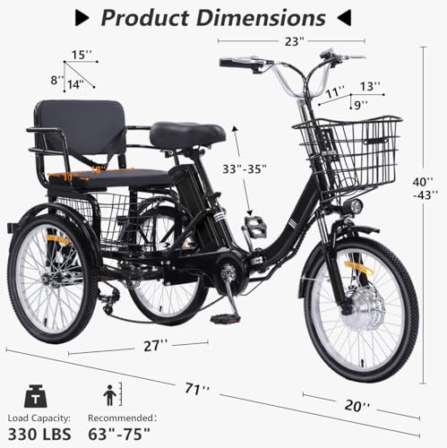 2026 Adult Electric Tricycle Adult Tricycle 3 Wheel Bikes Adults Electric Three Wheel Bike