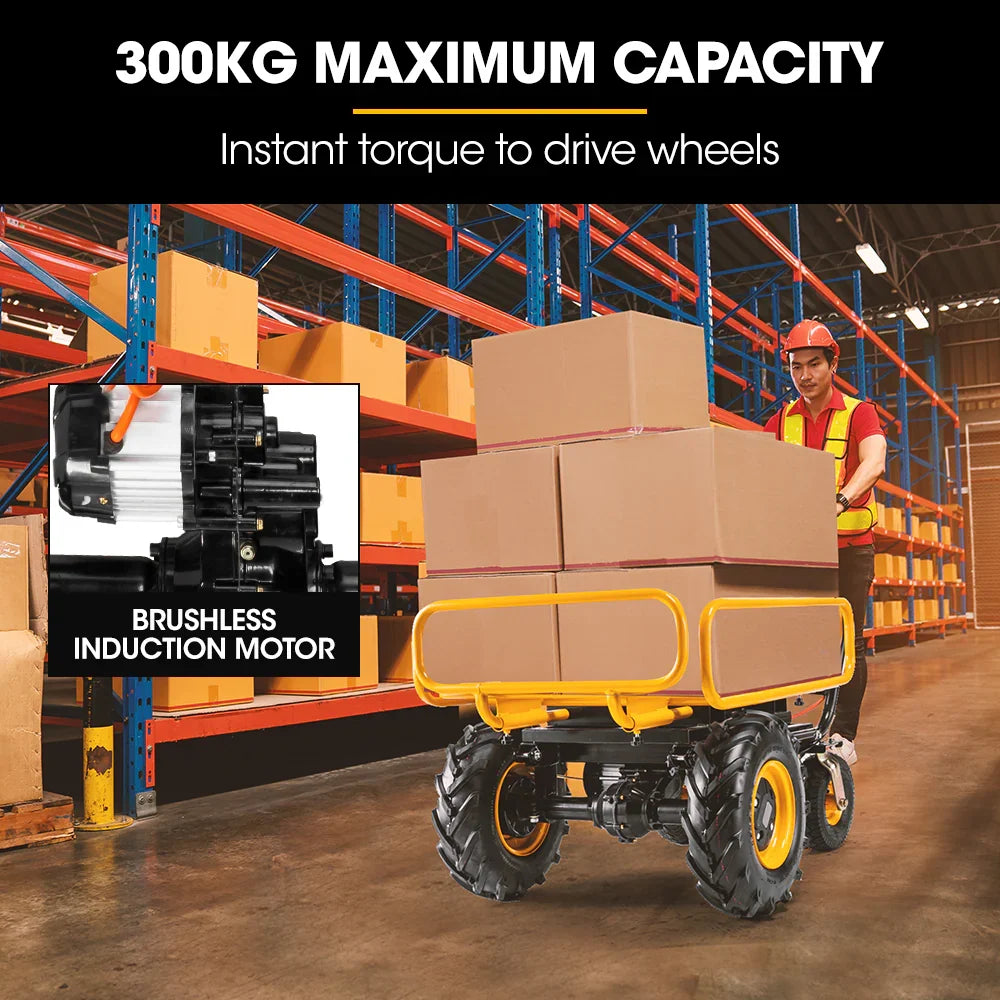2026 40V Battery Powered Material Handling Dumper Wheelbarrow Motorised Electric, 300kg Capacity
