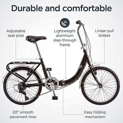 2026 Schwinn Loop Adult Folding Bike for Men and Women, 20-inch Wheels, 7-Speed Drivetrain