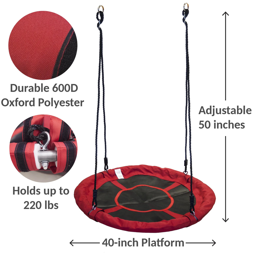 2026 WonkaWoo Little Flyers Platform Tree Swing, 40" Saucer Platform with Adjustable Height, Red