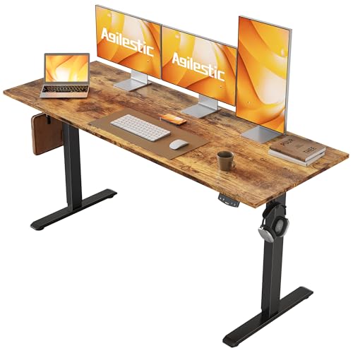 2026 Agilestic Electric Standing Desk, 48 x 24 Inches Height Adjustable Desk, Sit Stand up for Work Office Home, Ergonomic Rising Computer Table with Memory Preset, Rustic Brown