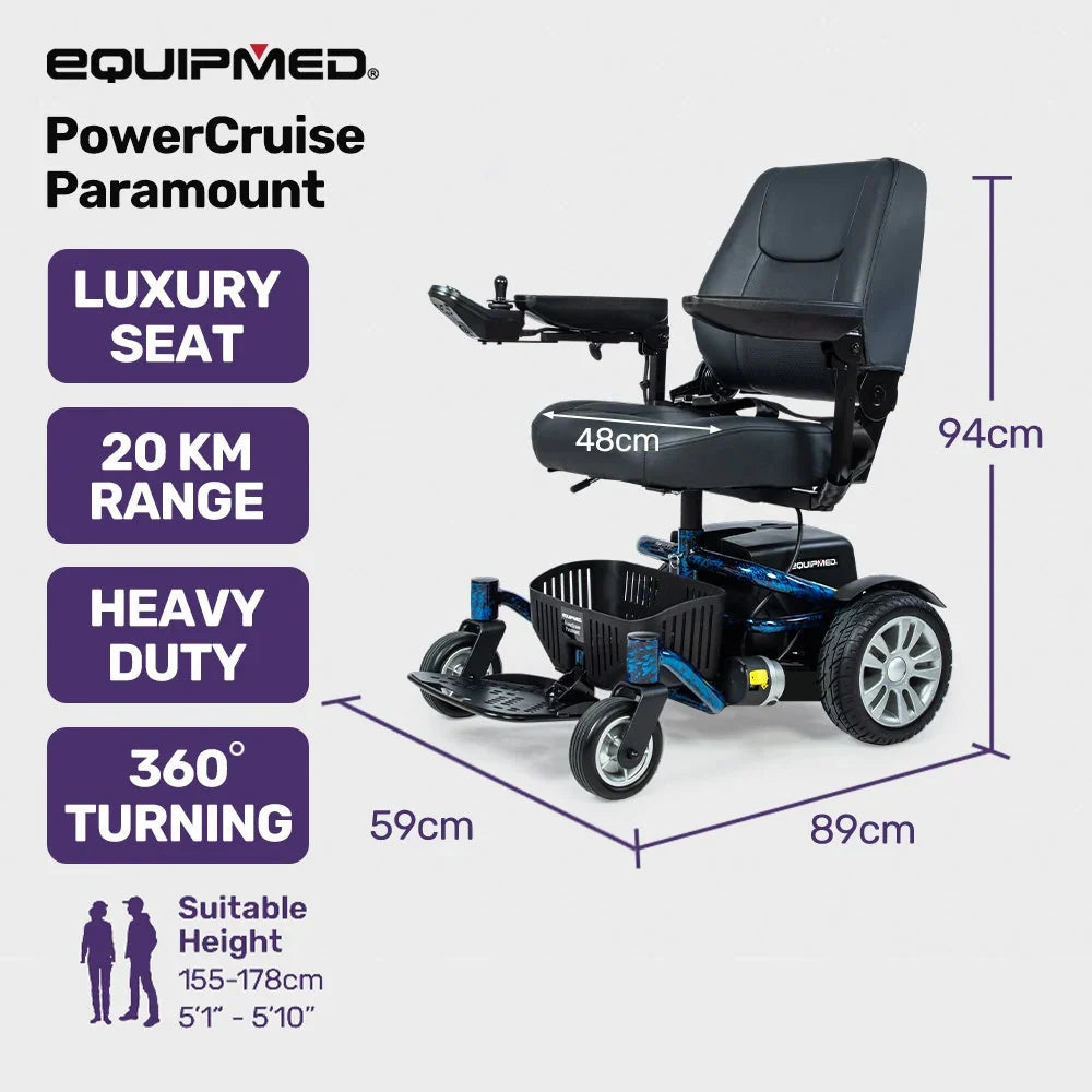 2026 Heavy Duty Electric Wheelchair, Up to 20km Range, Ultra-Comfortable, Great Turning Circle, Safe Stable Non-Slip Anti-Roll Back Power Chair, Blue