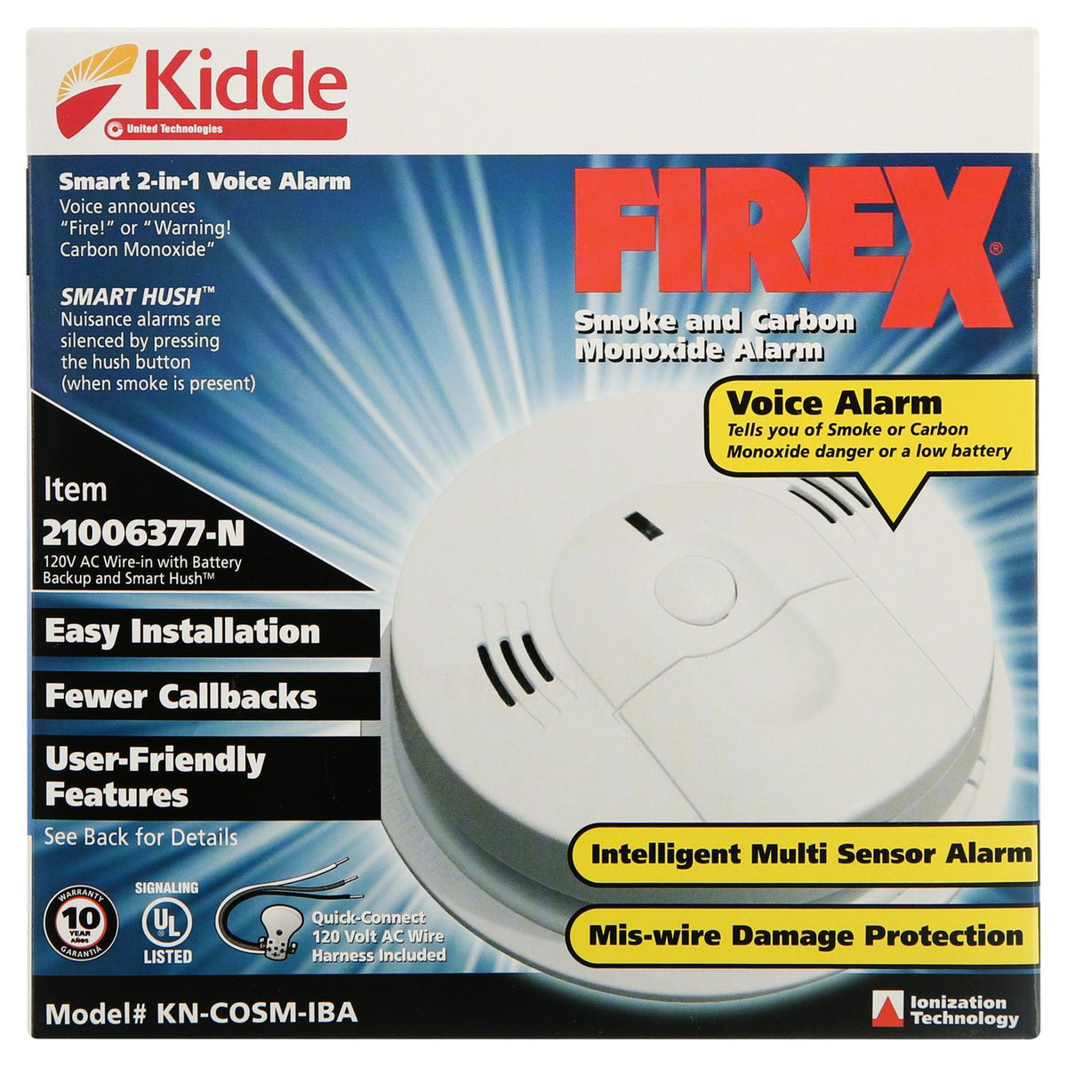 2026 Kidde Hardwired Combination Carbon Monoxide and Smoke Alarm KN-COSM-IBA