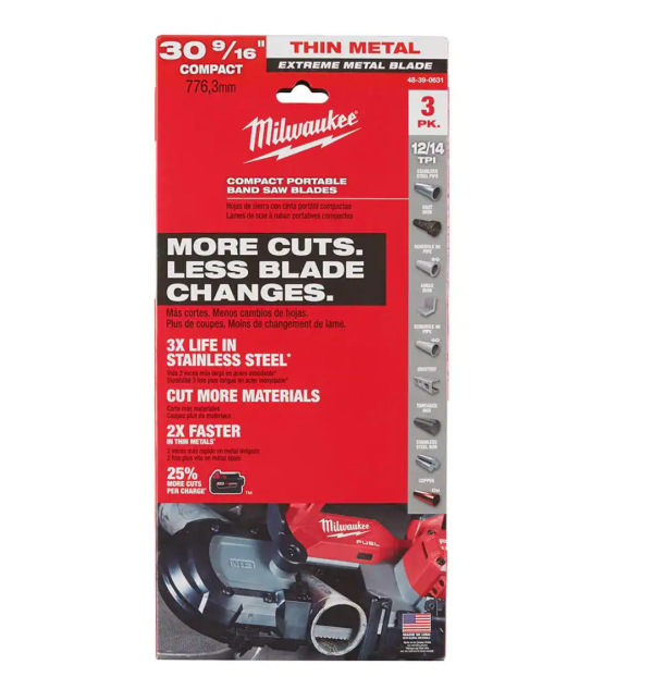2026 2529-21XC-48-39-0631 M12 12V Lithium-Ion Cordless Compact Band Saw XC Kit with (4) Band Saw Blades