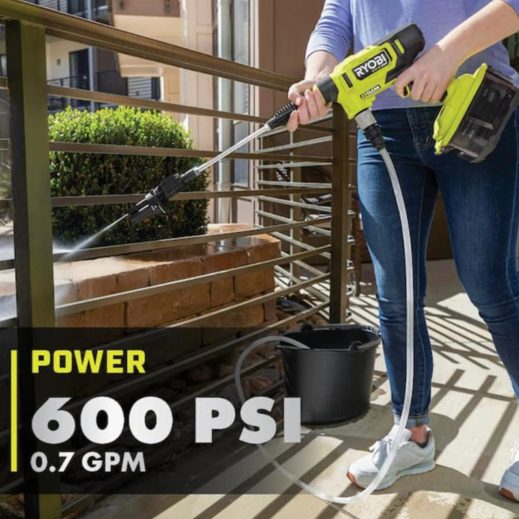 2026 NewRyobi ONE+ HP 600 PSI at 0.7 GPM 18V Cordless Electric Cold water Power Cleaner, 20 ft. Siphon Hose