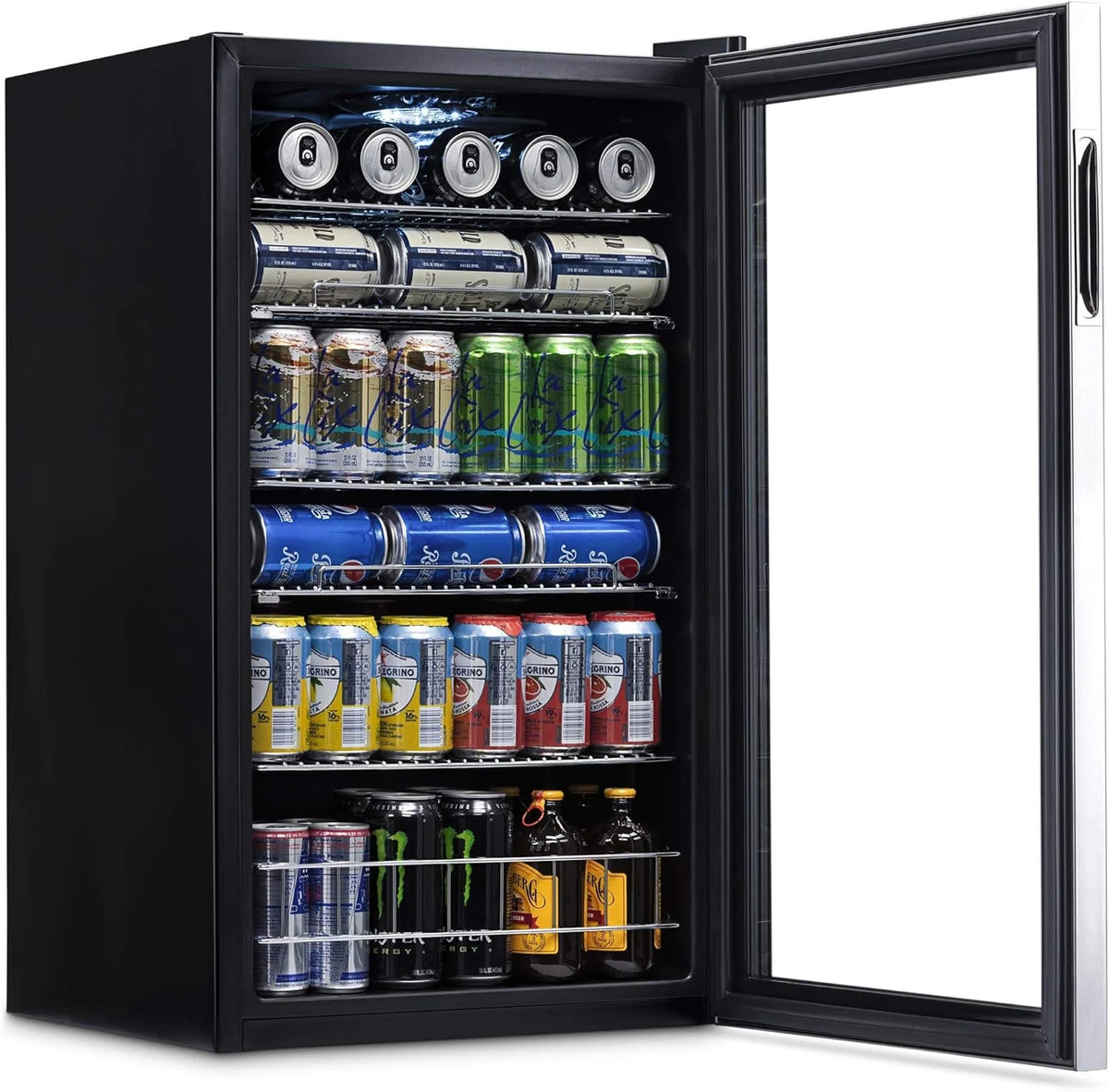 2026 Beverage Refrigerator Cooler | 126 Cans Free Standing with Right Hinge Glass Door | Mini Fridge Beverage Organizer Perfect For Beer, Wine, Soda, And Cooler Drinks