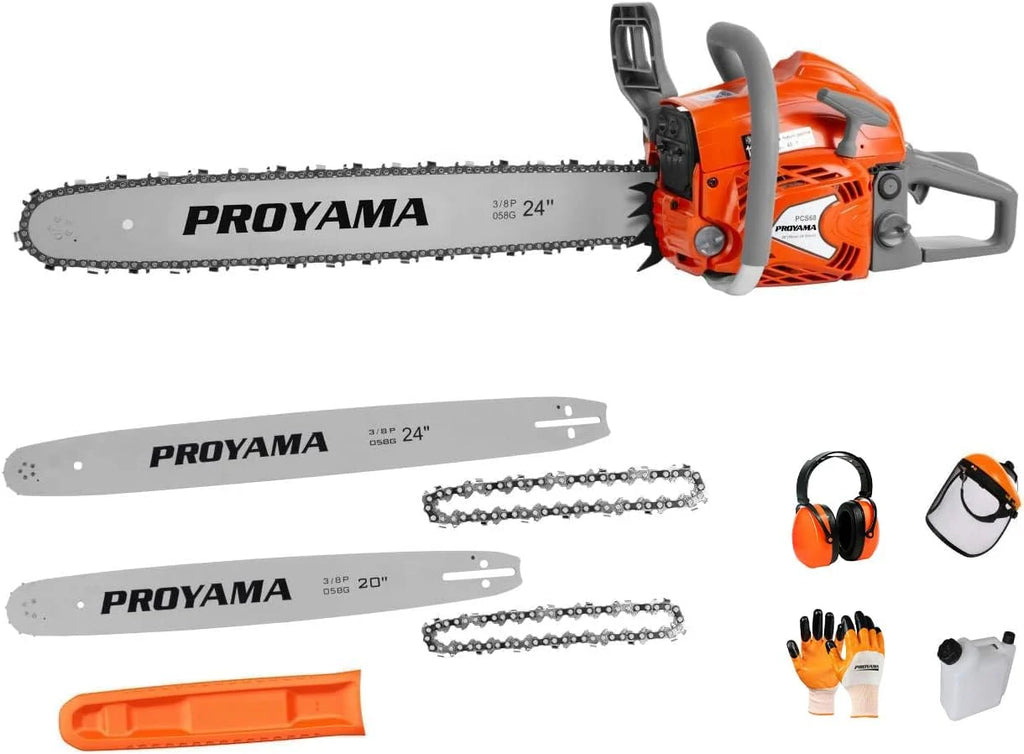 2026 68CC 2-Cycle Top Handle Gas Powered Chainsaw 24 Inch 20 Inch Petrol Handheld Cordless Chain Saw for Tree Wood Cutting