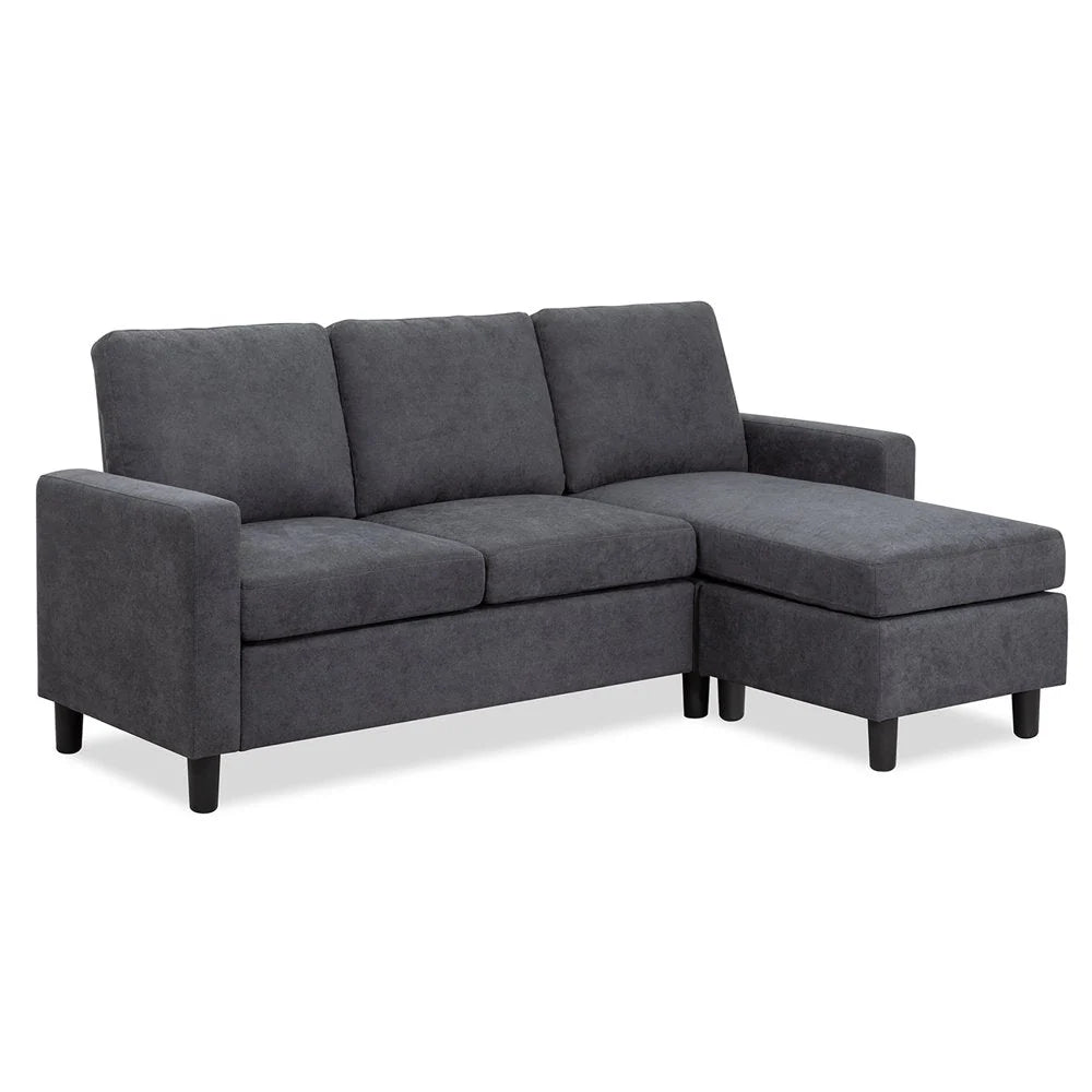 2026 Convertible Sectional Sofa, L-Shaped Linen Fabric Couch with Reversible Design and Movable Ottoman for Small Spaces