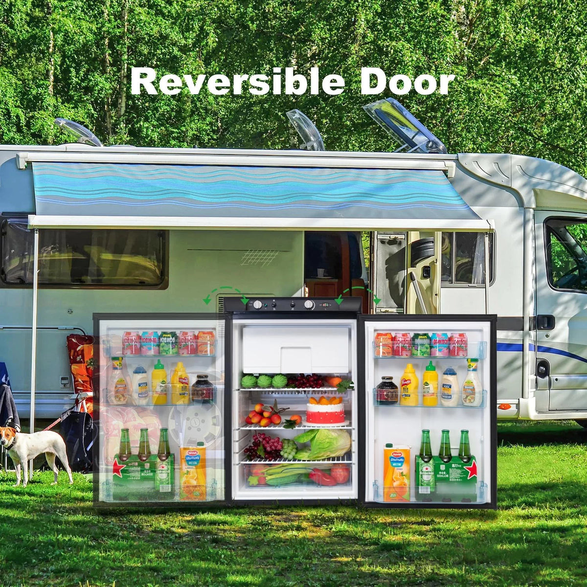 2026 SMAD 3.5 Cu ft 3 Way Fridge, Refrigerator Freezer Combo, 12V/110V/LPG Camping Offgrid RV Travel Cabin Truck Outdoor
