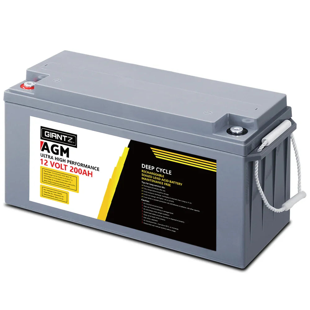 2026 AGM Deep Cycle Battery 12V 200Ah Box Portable Solar Caravan Camping