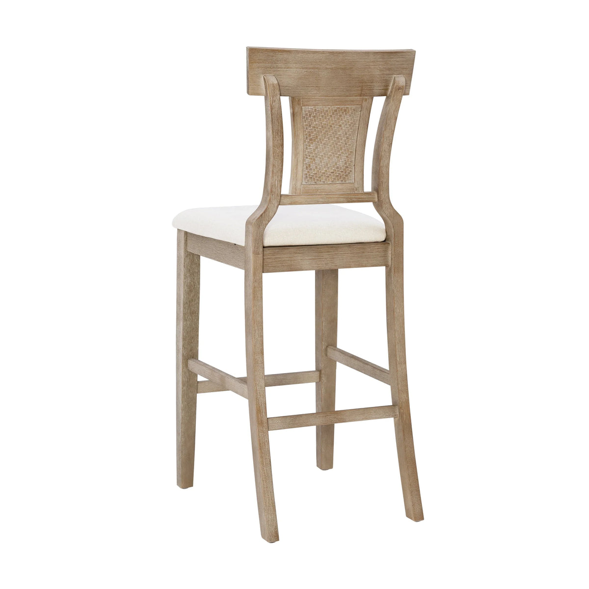 2026 NewLinon Rylan 30" Bar Stool, Rustic Brown Finish with Beige Fabric