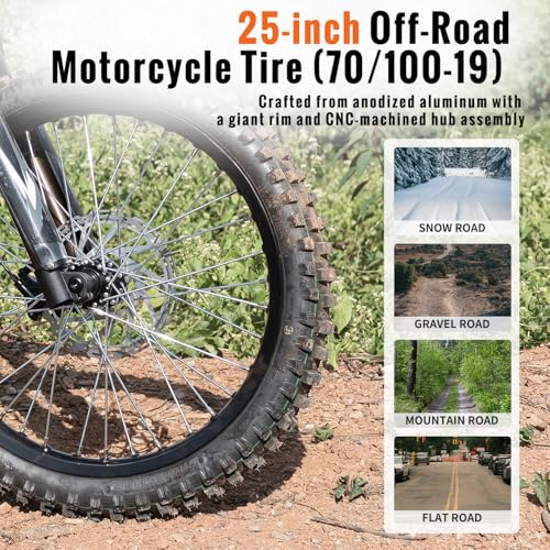2026 GT73 PRO/GT73 Ebike for Adults, 50MPH 60V 3000W / 37MPH 48V 2400W Eectric Dirt Bike, 36.4AH Dual Battery Dirtbike Up to 85 Miles, 25" Motorcycle Tire, UL2849 All Terrain E Bike Full Suspension