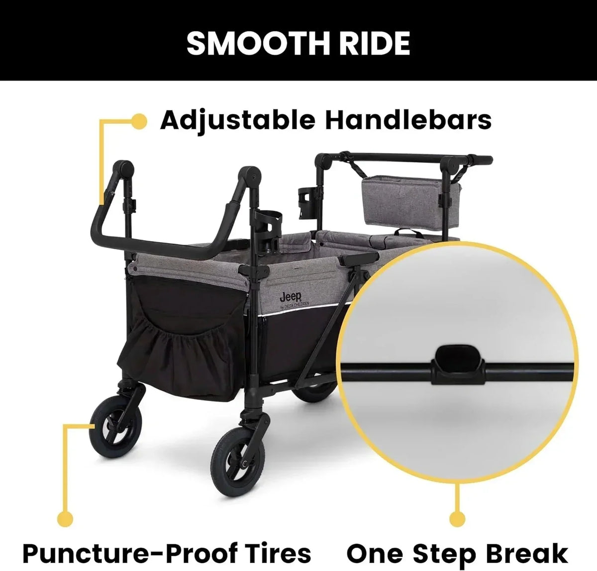 2026 NewJeep Wrangler Deluxe 4-seater stroller by Delta Children Premium Quad stroller