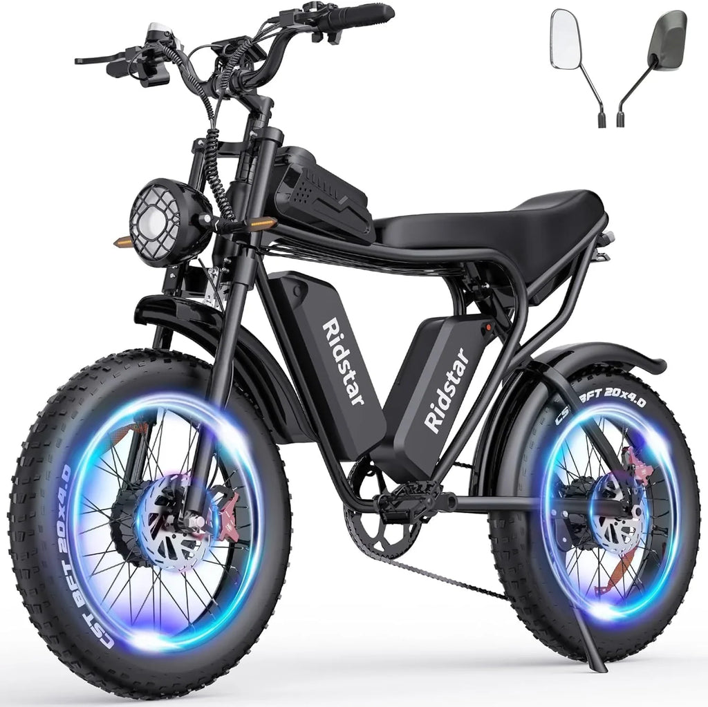2026 Electric Bike Q20, 2000W, 52V, 30-180 Miles All-Terrain Fat Tire E-Bike for Adults