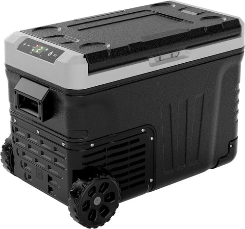 2026 12 Volt Refrigerator, 53QT(50L) Electric Cooler, Portable Freezer 12V/24V DC 110-240V AC, 12V Fridge -4 ~68, 12V Cooler with Wheels & 2 Baskets for Travel, Truck, Boat, Camping