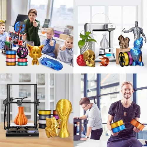 2026 SUNLU 4kg PLA 3D Printer Filament Bundle, Neatly Wound PLA Filament 1.75mm ±0.02mm, Individually Vacuum Packed, 4kg in Total, 1kg per Spool, 4 Pack, 4000g, 4Black