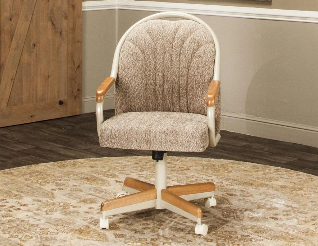 2026 Caster Chair Company Britney Swivel Tilt Caster Arm Chair in Wheat Tweed Fabric