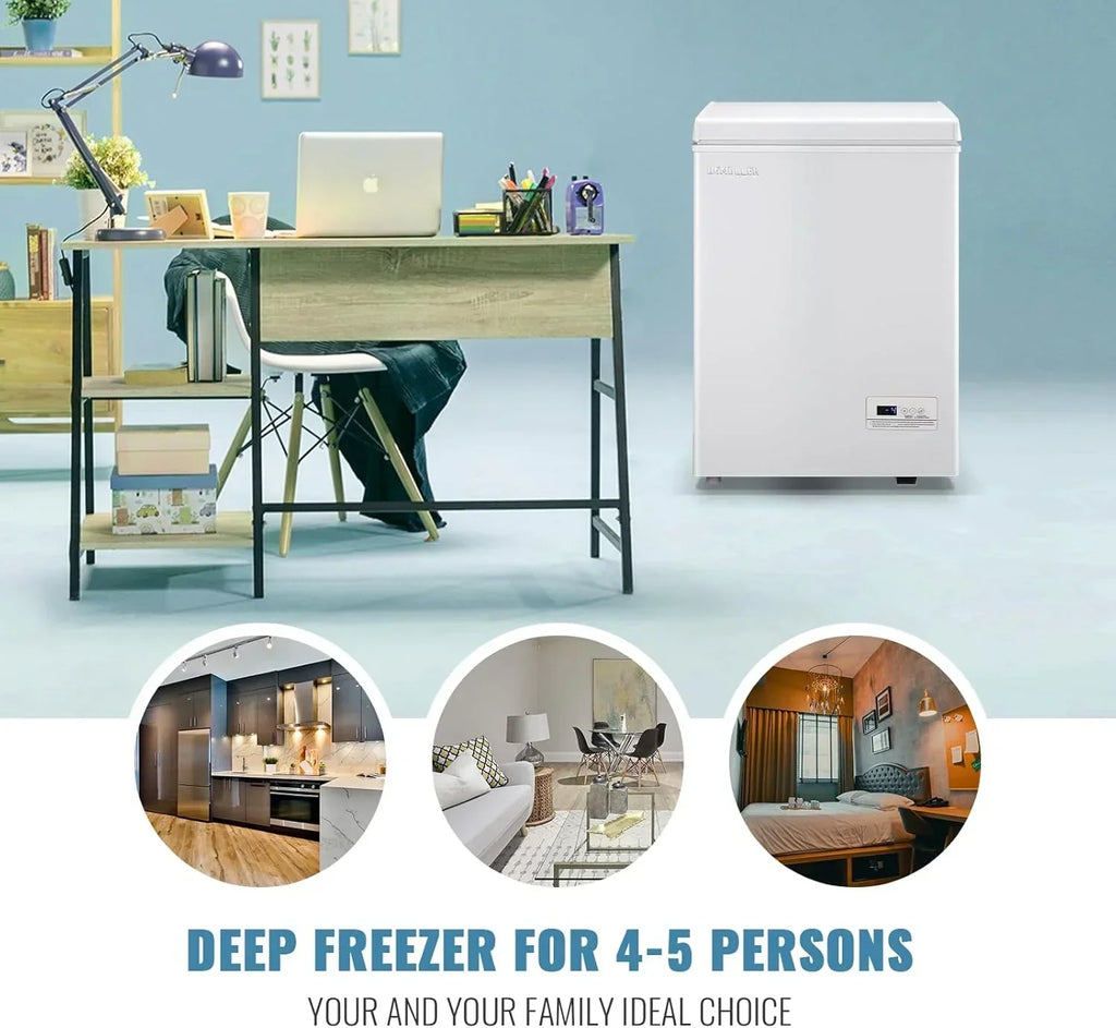 2026 5.0 Cu. Ft. Chest Freezer with 2 Removable Stainless Steel Baskets, Electronic Control, 41 deg F to -15 deg F, Black
