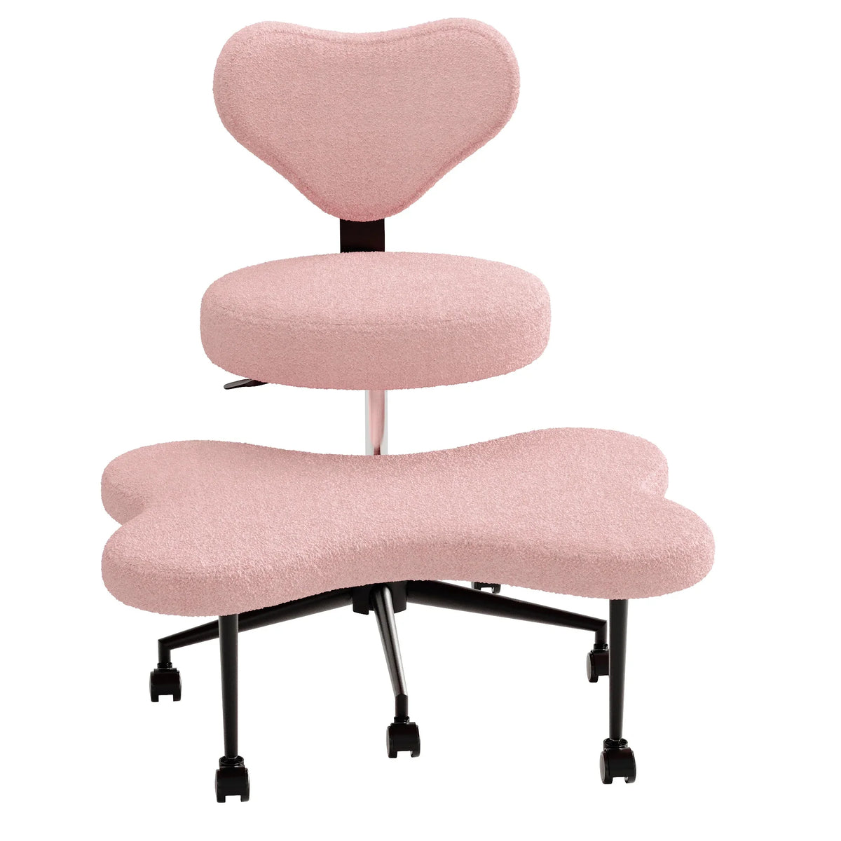 2026 NewPinmoco Ergonomic Cross Legged Swivel Chair, Adjustable Height and Teddy Fabric, Meditation& ADHD Chair with Back Support, Home and Office, Off White