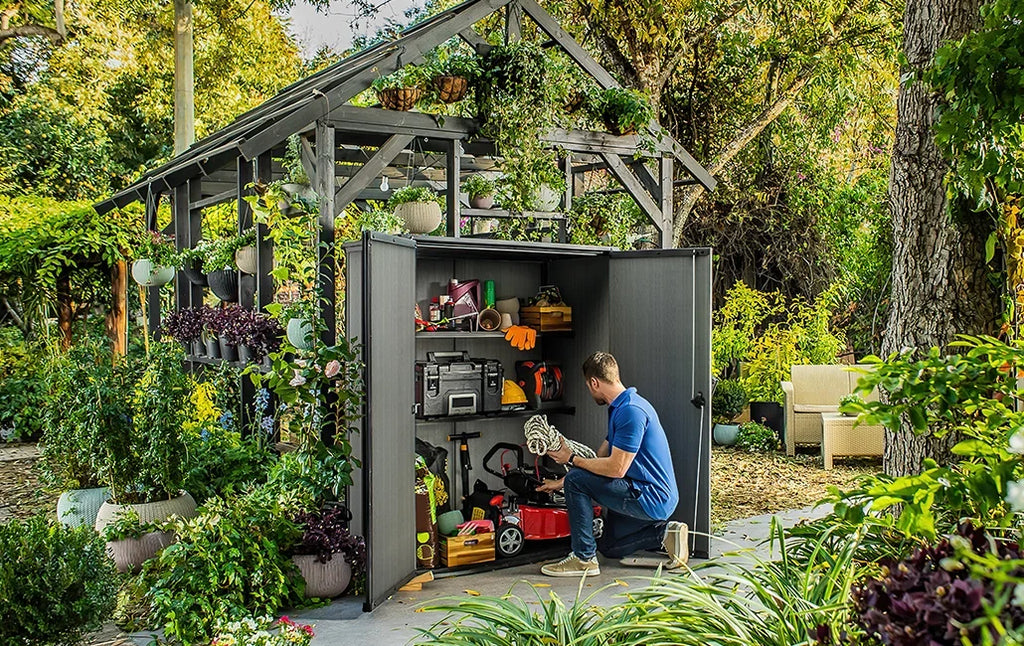 2026 Cortina Alto Vertical Durable Resin Outdoor Storage Shed with Heavy Duty Floor and Locking Latch Double Doors, Graphite
