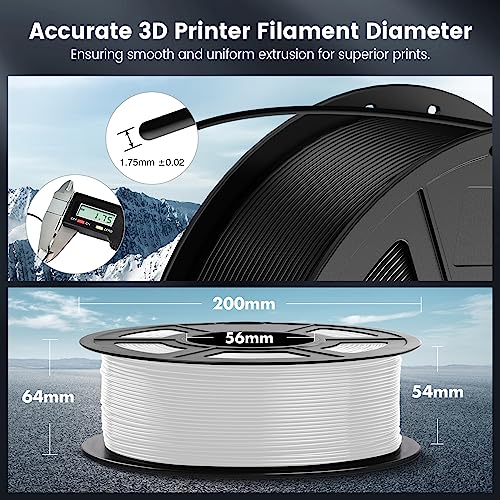 2026 SUNLU 4kg PLA 3D Printer Filament Bundle, Neatly Wound PLA Filament 1.75mm ±0.02mm, Individually Vacuum Packed, 4kg in Total, 1kg per Spool, 4 Pack, 4000g, 4Black