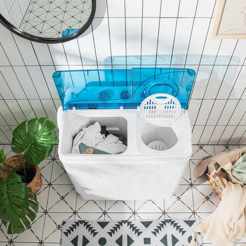 2026 26 LBS 2-in-1 Portable Washing Machine with Drain Pump, Twin Tub Top Load Washer Dryer Combo for RV Dorm