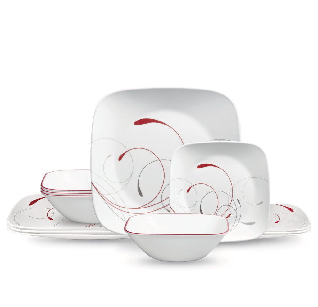 2026 Corelle Splendor, Square, 12 Piece, Dinnerware Set