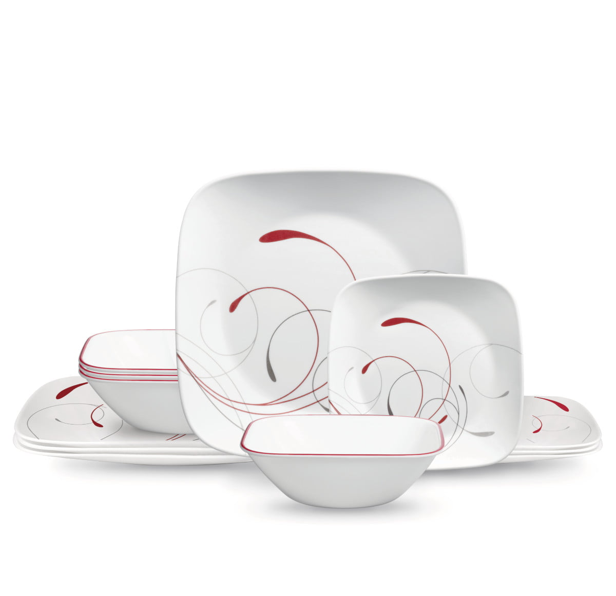 2026 Corelle Splendor, Square, 12 Piece, Dinnerware Set