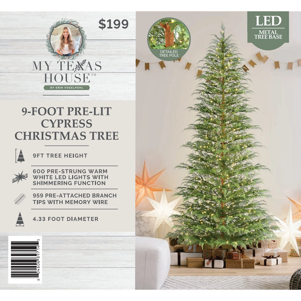 2026 7.5 ft Pre-Lit Cypress Artificial Christmas Tree with 500 Twinkle LED Lights and Stand
