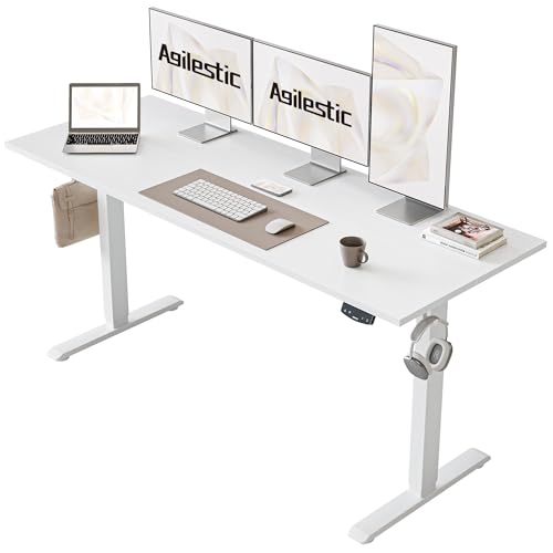 2026 Agilestic Electric Standing Desk, 48 x 24 Inches Height Adjustable Desk, Sit Stand up for Work Office Home, Ergonomic Rising Computer Table with Memory Preset, Rustic Brown