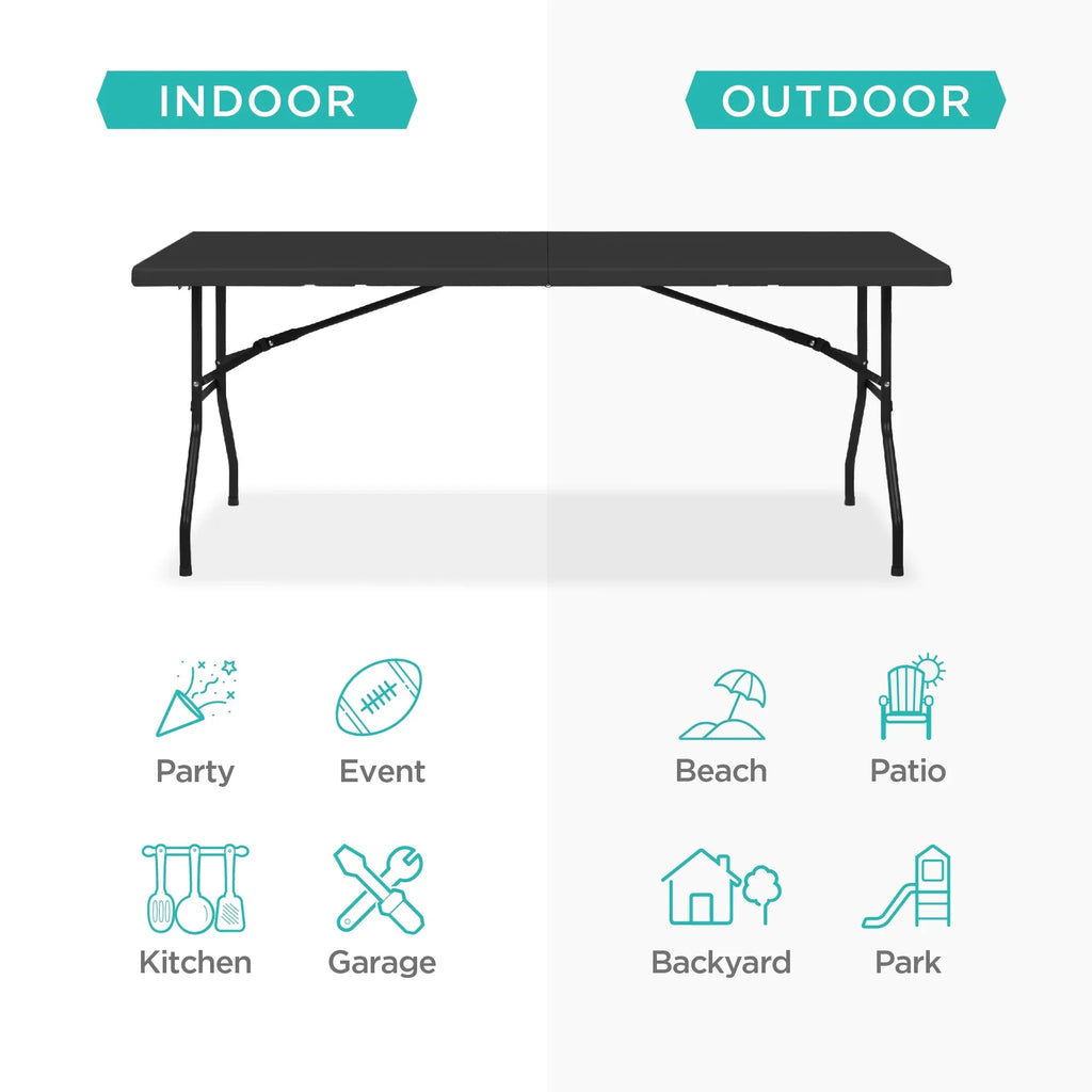 2026 NewBest Choice Products 6ft Plastic Folding Table, Indoor Outdoor Heavy Duty Portable w/ Handle, Lock - White