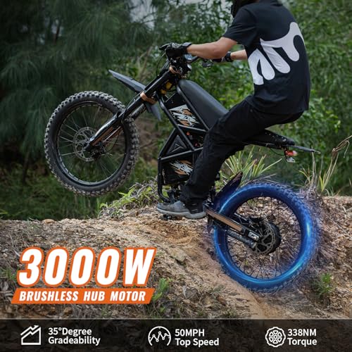 2026 GT73 PRO/GT73 Ebike for Adults, 50MPH 60V 3000W / 37MPH 48V 2400W Eectric Dirt Bike, 36.4AH Dual Battery Dirtbike Up to 85 Miles, 25" Motorcycle Tire, UL2849 All Terrain E Bike Full Suspension