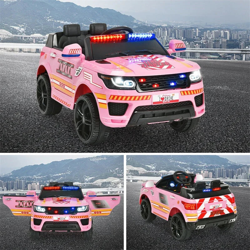 2026 Kids Ride On Police Car 12V Battery Powered Electric Riding Toy Truck Car with LED Siren Flashing Light