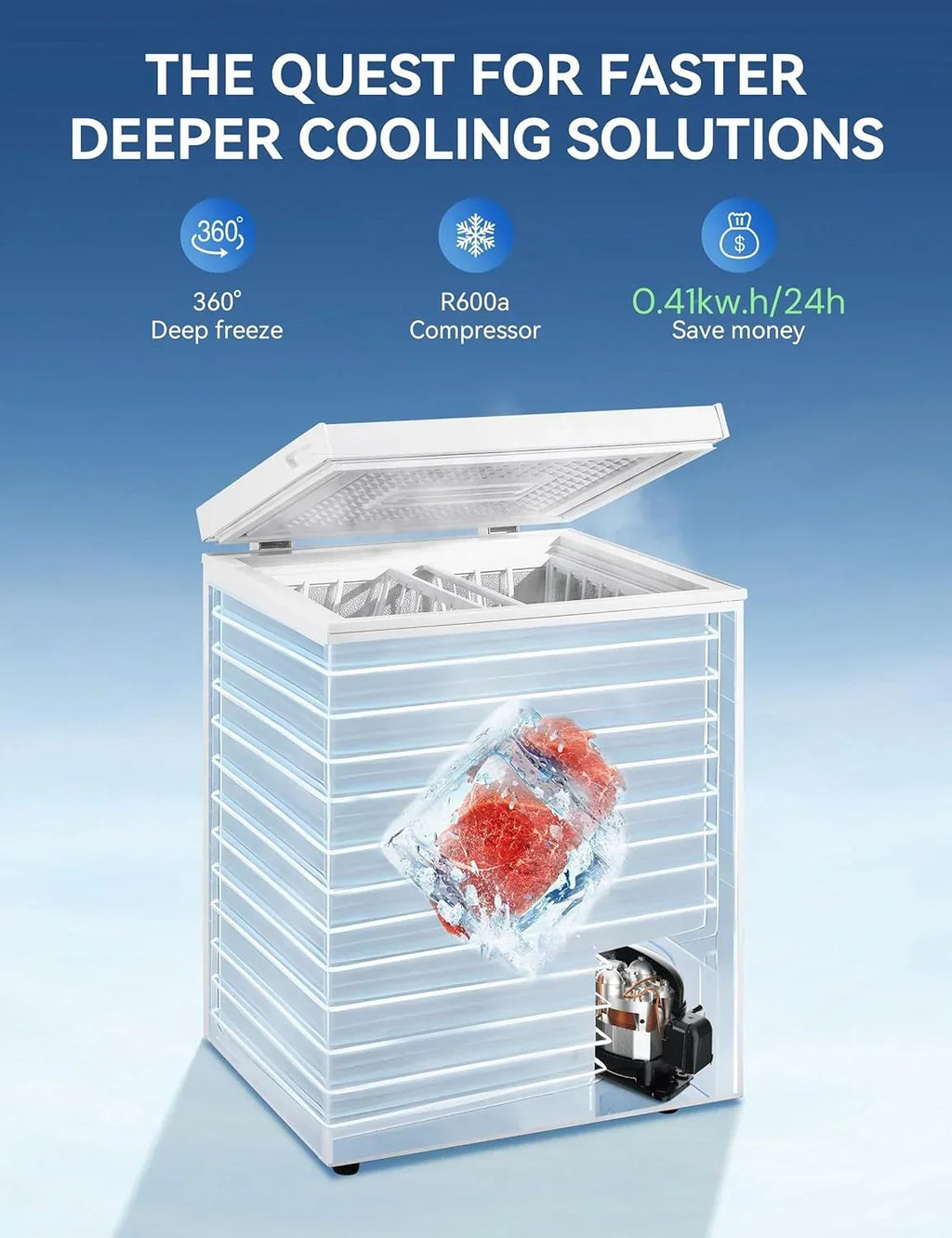 2026 7.0 Cu Ft Chest Freezer - Energy Efficient & Quiet Mini Freezer with Adjustable Thermostat - Compact Deep Freezer for Home, Apartment, and Garage - Removable Basket & Defrost Drain