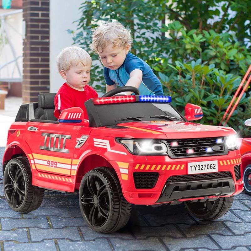 2026 Kids Ride On Police Car 12V Battery Powered Electric Riding Toy Truck Car with LED Siren Flashing Light