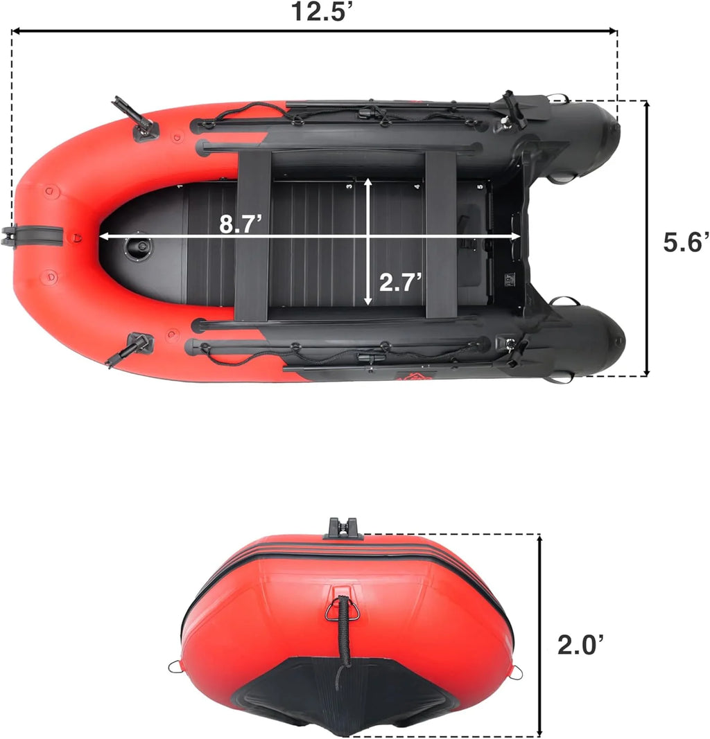 Inflatable Boat | Yacht Dinghy Tender Raft | Multi Person Fishing Boat | Aluminum Floor Oars | Fishing Rod Holders | Heavy-Duty PVC | 2026 Model |