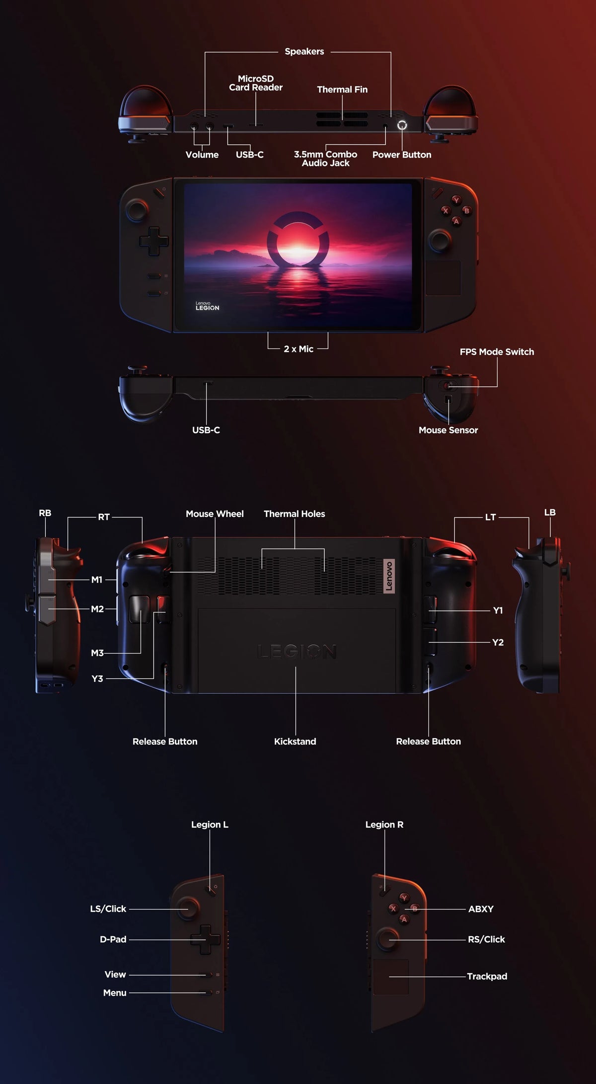 2026 Legion Go 8.8 144Hz WQXGA Gaming Handheld Ryzen Z1 Extreme 16GB with 512 GB SSD Shadow Black