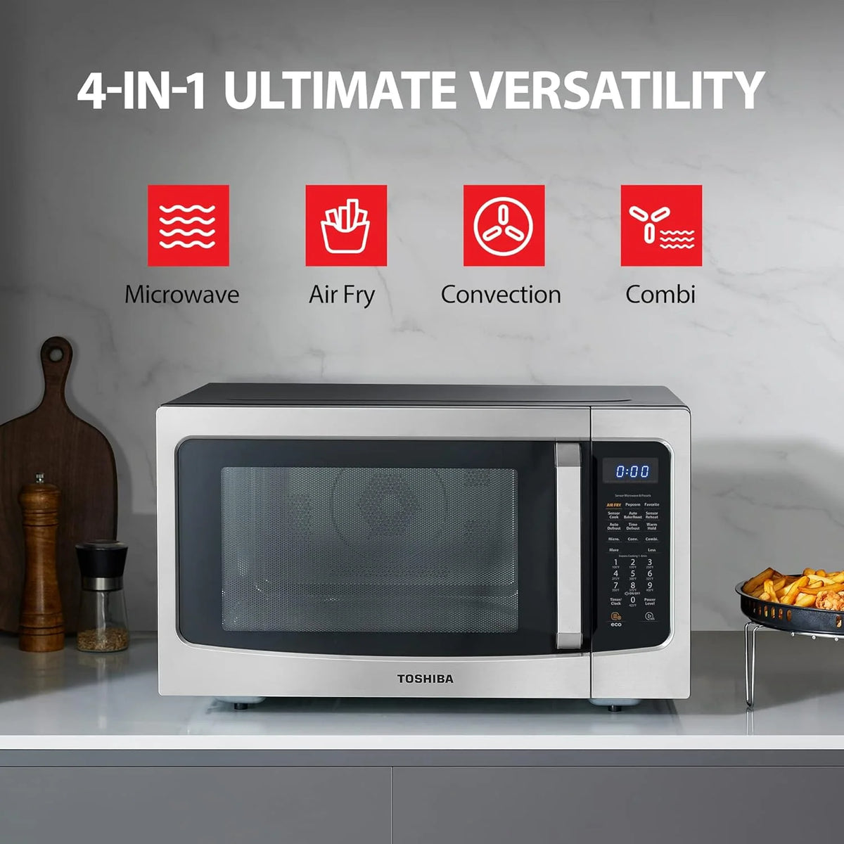 2026 4-in-1 ML-EC42P(SS) Countertop Microwave Oven, Smart Sensor, Convection, Air Fryer Combo, Mute Function, Position Memory 13.6" Turntable, 1.5 Cu Ft, 1000W, Silver