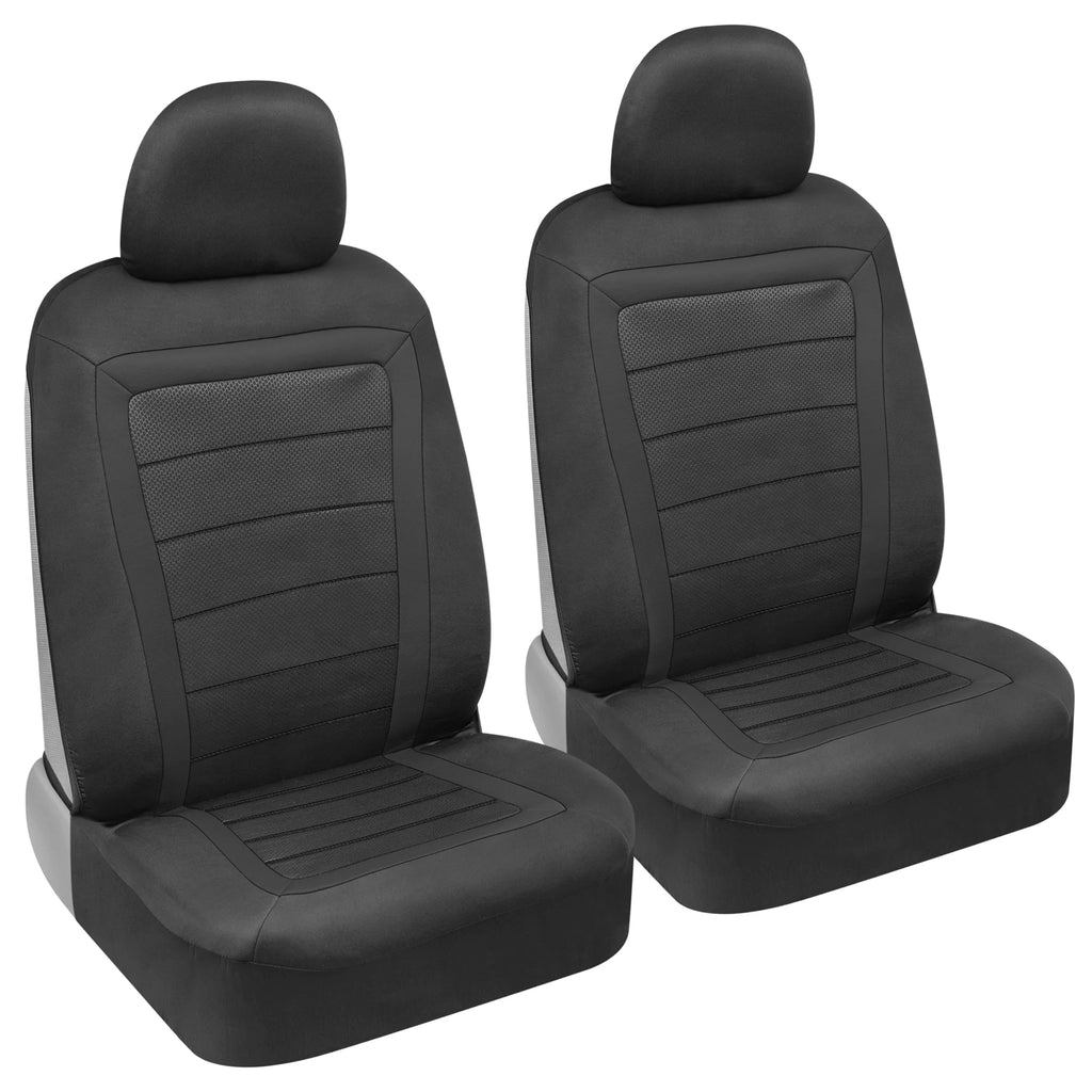2026 BDK Advanced Performance Car Seat Covers - Instant Install Sideless Front Seat Protector Pair - Modern Honeycomb Accent Black