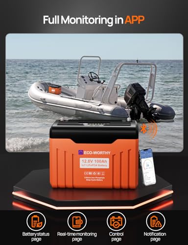 2026 12V 100AH LiFePO4 Lithium Battery with Bluetooth, Max.1280Wh Energy, Low Temperature Protection, Group 24, Built-in 100A BMS, Perfect for Trolling Motor, RV, Boat, Solar Off-Grid