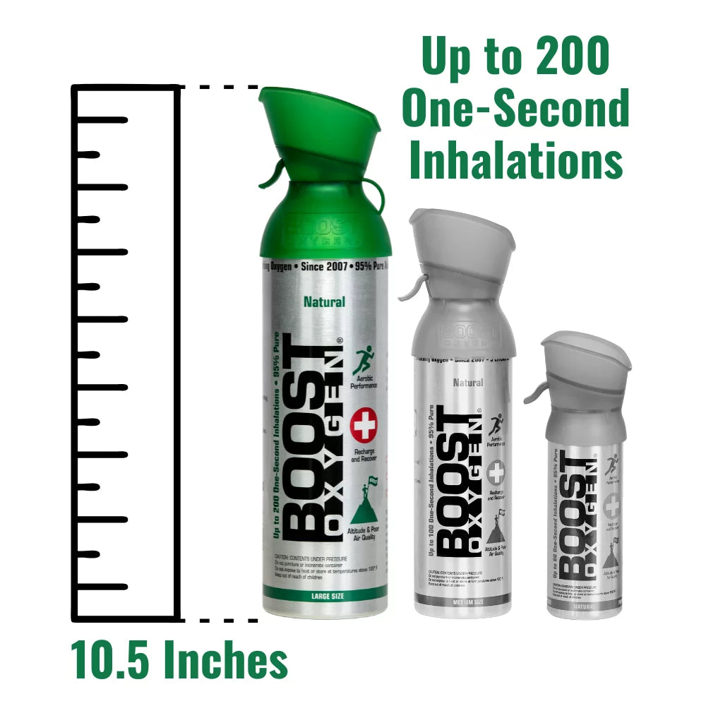 2026 Boost Oxygen Supplemental Oxygen To Go | All-Natural Respiratory Support for Health, Wellness, Performance, Recovery and Altitude, 10 LITER CANISTER, NATURAL, 5-PACK